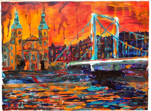 Erzsébet híd citylife - 2022 akril 30x40 cm