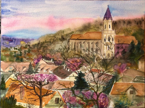 Bánfalva tavasszal - 2021 akvarell 30x40 cm(elkelt)