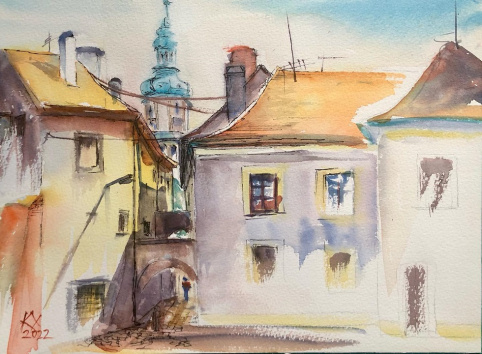 Festő-köz az Ikva felől - 2022 akvarell 23x31 cm