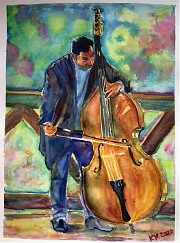 Kontrabass - 2020 akvarell 30x20 cm