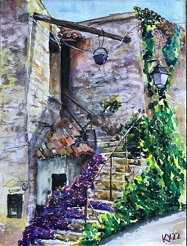 Van itt valaki? - Provence - 2022 akvarell 40x30 cm