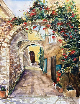 Trombitavirág - Provence - 2022 akvarell 40x30 cm