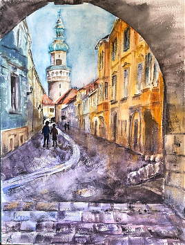 Sápadt téli nap - 2022 akvarell 40x30 cm(elkelt)