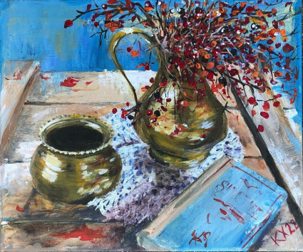 Csend. Élet. Reggeli a kultúrban - 2022 akril 25x30 cm